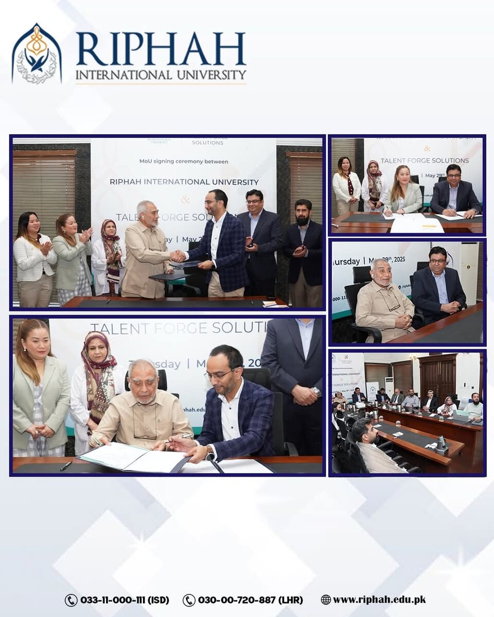 Moments from the Riphah International University and Talent Forge Solutions MoU signing